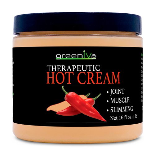 GreenIVe Hot Cream Massage Lotion for Joints Muscles and Skin Tighting Wraps Hot & Cold Sensation Bulk Jar (16oz Jar)