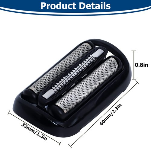 53B Shaver Head Replacement Compatible with Braun 5 Series 6 Series Shavers, Electric Shaver Head Replacement Foil and Cutter for 5020s, 5018s, 5050cs, 6020s, 50-R1000s (Attached Cleaning Brush)