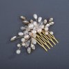 BERYUAN Crystal Rhinestone Pearls Wedding Hair Comb Birdal Rhinestone Pearls Headpiece Silver Gold Rose Gold Crystal Rhinestone Bridal Wedding Comb for Women (gold)