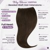 LaaVoo Beaded Weft Hair Extensions Real Human Hair Brown Bead Hair Extensions Weft Human Hair Dark Brown Human Hair Extensions Beaded Weft Brown 20 Inch 50G
