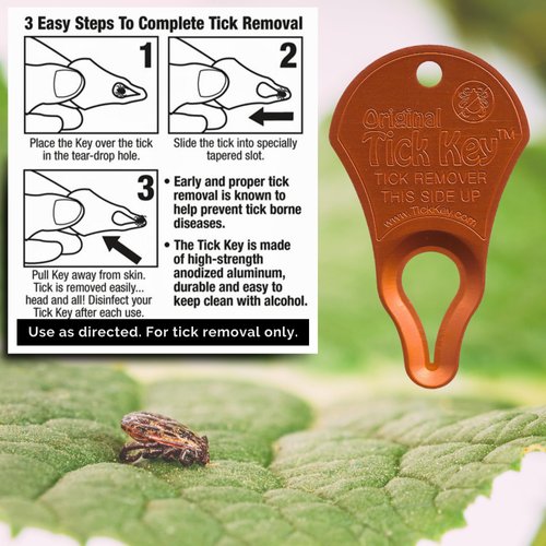 The Original Tick Key - Tick Detaching Device - Portable, Safe and Highly Effective Tick Detaching Tool (Orange)