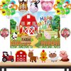 36pcs Farm Themed Party Supplies,Include Farm Animals Centerpieces Farm Background Cloth and Foil Latex Balloons, Indoor and Outdoor Farm Animals 3D Table Decorations