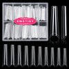 No C Curve Coffin Nail Tips, SWETIDY 200PCS Clear XXL Long Flattened False Nail Tips for Acrylic Nails Professional Half Cover with Case 10 Sizes