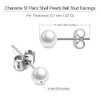 Charisma 6mm Composite Pearl Earrings Round Ball Pearls Stud Earrings Hypoallergenic 12 Pairs Imitation Pearl Earrings Set for Girls Women