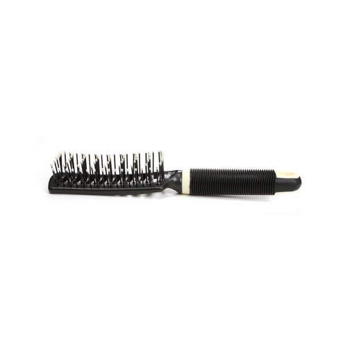 Bass Brushes | Style & Detangle Hair Brush | Professional Grade Nylon Pin | Acrylic Handle | 8 Row Vented Style | Smoke & Beige Finish | Model 702 - SMB