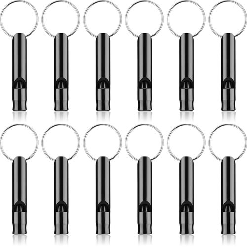 Weewooday 12 Pieces Emergency Whistle with Keychain Aluminum Whistle Hiking Camping Survival Loud Sound Whistles for Camping Hiking Hunting Outdoors Sports