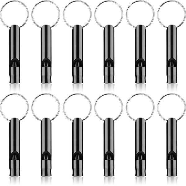 Weewooday 12 Pieces Emergency Whistle with Keychain Aluminum Whistle Hiking Camping Survival Loud Sound Whistles for Camping Hiking Hunting Outdoors Sports