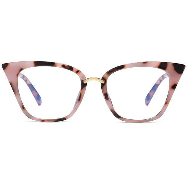 MORESHINE Cateye Anti Blue Light Blocking Computer Glasses Fashion Women Eyeglasses Frames Anti UV Clear Lens (97093-C16 Pink Tortoise)
