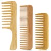 3 Pcs Bamboo Comb Set Wooden Wide Tooth Comb for Women Men, Anti-static Detangling Hair Comb for Curly Fine Straight Wet Dry Hair, Natural Bamboo Styling Comb