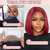 OBHD 99J Burgundy Lace Front Wigs Human Hair Bob Wig Human Hair Glueless Wigs Human Hair Pre Plucked Pre Cut 12 Inch 5x5 HD Wear and Go Glueless Wig 180% Density Bob Wigs for Black Women