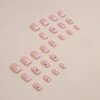 Extra Short Press on Nails Square Fake Nails with Flower Designs French Gradient False Nails Cute Small Acrylic Press on Nails Glossy Nude Pink Stick on Nails Reusable Artificial Nails for Women Girls