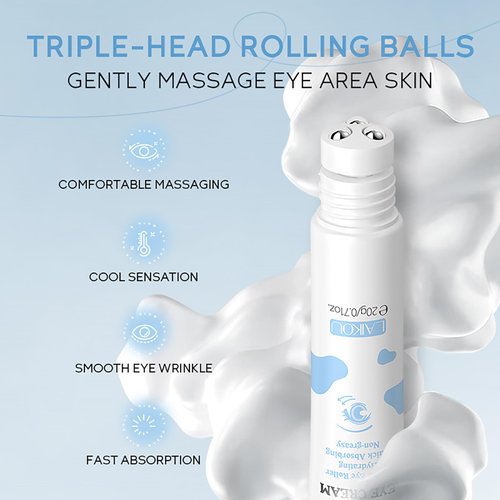 ARAKY Milk Under Eye Cream Roll-On, Triple Roll &amp; Glow the Skin Around The Eyes, Eye Serum For Du...