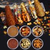 Fall Nail Art Glitter Maple Leaf Nail Sequins Flakes, 2 Colors Manicure fine Glitter Powder, 3D Holographic Orange Red Nail Stickers Decals Supplies Nail Charms for Women Girls 6 Box