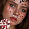 Halloween Face Jewels,2Set Halloween Stick On Rhinestone Rave Face Gems Self Adhesive Eyes Body Temporary Tattoos For Festival Fashion Girl Women Mermaid Zombie Vampire Crystals Party Makeup Supplies