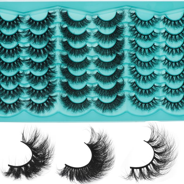 20-25MM Wispy Lashes 21Pairs Faux Mink Eyelashes D Curl Dramatic Eyelashes Soft&Matte Natural Eyelashes False Cat-eye Look Lashes Strip Eyelashes 3Styles Silky Eyelashes, by Anforlin