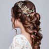 Yeshone 5 Pieces Wedding Hair Comb Bridal Hair Pins Crystal Pearl Hair Accessories Rhinestone Flower Hair Piece for Wedding Bride Women(Gold,Classic Style)