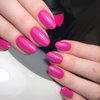 GLAMERMAID Press on Nails Oval,Hot Pink Medium False Nails with Adhesive Tabs,24 Pcs Glossy Oval Short Glue on Nails for Women,Reusable Acrylic Stick on Nails for Gift