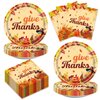 40pcs Thankgiving Day Party Supplies，Fall theme Paper Plates Napkins Give Thanks Turkey Party Birthday Decorations Favors for Kids Serves 20