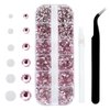 4240Pcs Flatback Pink Rhinestones Glass Crystal Gemstones for Nail Art Jewels Makeup Shiny Round with Tweezers and Picking Pen (SS6~SS20 Set)