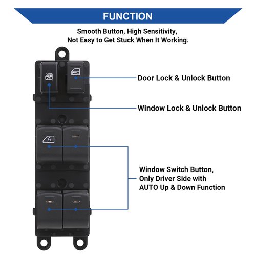 Obaee Power Master Window Switch 25401-ZJ60A Driver Side Compatible with Nissan Sentra 2007-2012, Nissan Pathfinder 2005-2008, Replaces OE 25401-ZP40B 25401ZP40B 25401-9W100