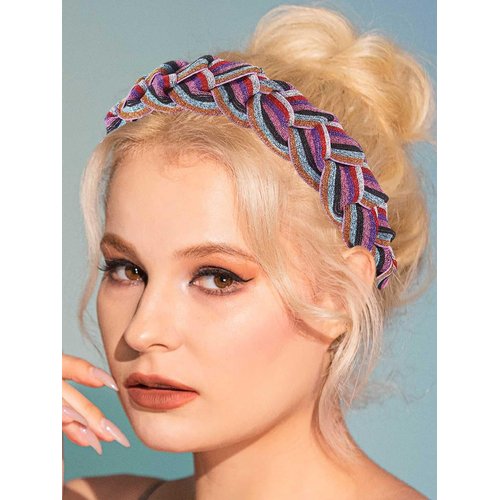 Latious Fashion Braided Fabric Headbands Wide Weaving Shape Headband Criss Cross Hair Accessories for Women and girls (Multi-colored)