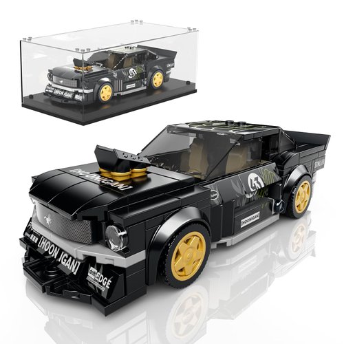 Mould King Speed Champion Mustang 1965 Car Building Sets with Display Case, 27024 Model Car Kits Super Car Building Blocks, Simulation Cockpit Race Car Building Kits for Adults Kids 8+(408 PCS)