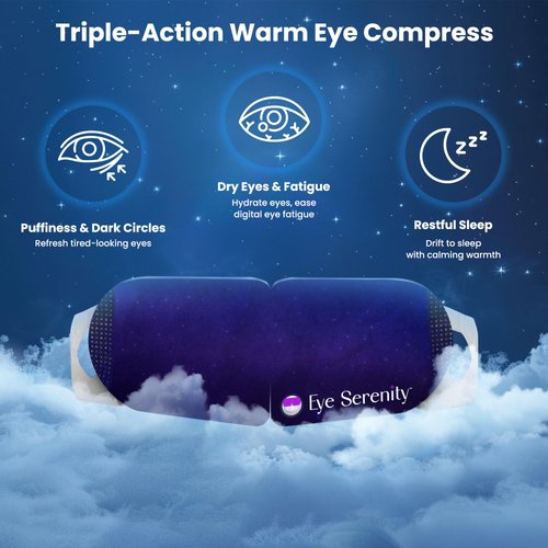 Steam Eye Mask for Dry Eyes | Warm Compress Eye Mask for Puffy Eyes & Comfort | Eye Serenity Self-Heating Eye Masks for Sleeping, Travel & Relaxation for Men & Women (2 Pack)