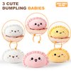 Ditucu Cute Dumpling Plush Pillow Mommy 14 inch with 3 Babies 4 inch Family Food Shaped Stuffed Animals Plushies Toys Gifts for Kids