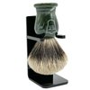 Parker King Size Pure Badger Bristle Shaving Brush – Brush Stand Included - Overszied 24mm 3-Band-Badger Brush Knot - Generates a Giant Lather