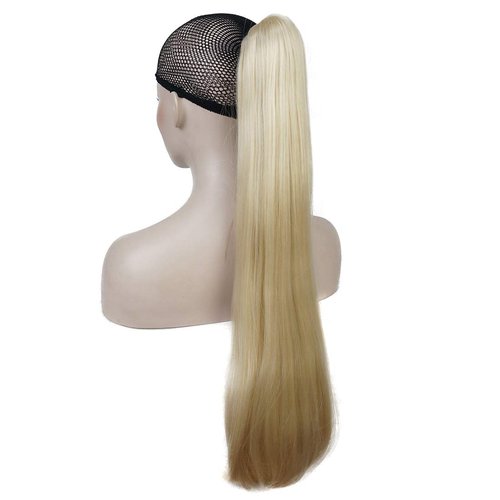 Lydell 24" Long Straight Styled Clip In Claw Ponytail Hairpiece Synthetic Hair Extension with a jaw/claw clip (613 Light Blonde)