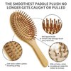 5 pcs Bamboo Hair Brush Set| Wooden Detangling Hairbrush for Women men kids and Baby Thick Thin Curly Straight Dry | Brush Cleaner| Gift for Mom