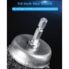 6 Pack Carbon Steel Wire Wheel Brush, Rocaris Cup Brush, Wheel Brush, Pen Brush Set with 1/4-Inch Hex Shank for Rust Removal, Corrosion and Scrub Surfaces