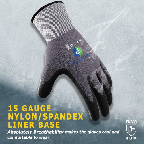 PROMEDIX P Work Gloves MicroFoam Nitrile Coated,Safety Work Gloves Men 3/12/36-pairs,EN388-4131,Nylon&Spandex Work Gloves