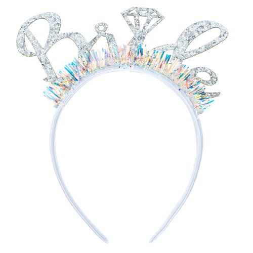 GAFATORY White Bride Glitter Headband with Tassel for Women Bachelorette Party Decorations White Hairband Bridal Shower Gift Bachelorette Party Favor Pearl Bridal Headbands for Girls