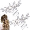 SmallCat 2 PCS Rhinestone Hair Comb, Silver Wedding Hair Combs, Sparkly Crystal Bridal Hair Accessories for Women, Brides for Wedding, Prom, Engagement, Christmas