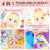 YUANJIA.Y Princess Dress Up Game Set for Girls, Princess Fantasy Makeup Book with Diamond Painting & Paper Art Craft Kits, Creative Dress Up Sticker Book Girl Toy for Ages 4-9 Christmas Birthday Gifts