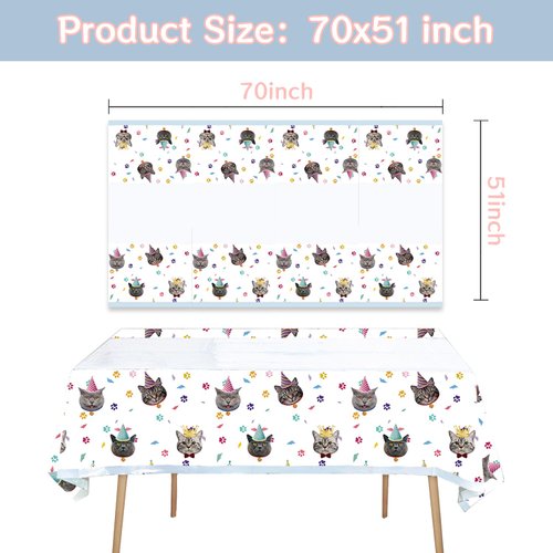 Egami 2pcs Pet Cat Party Tablecloth Table Cover Cat Party Supplies Party Decorations 70 inches x 51 inches for Cat Party Supplies (Pet Cat CC)