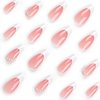 White French Tip Press on Nails Medium Almond Fake Nails with Pearl Glossy Designs Nail Art Supplies Nude Pink False Nails Stick on Nails for Women Girls Acrylic Nail Manicure Salon Decorations 24Pcs