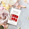 OCOUYVD Heart Press on Nails Short Square Valentines Fake Nails Petite Red Stick on Nails Full Cover False Nails with Red White Heart Designs Acrylic Nails Glossy Artificial Nails for Women Girls