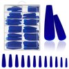 AddFavor XXL Extra Long Press on Nails Coffin Matte Fake Nails Full Cover Acrylic False Nails 12 Sizes 120pcs Blue Nail Tips for Women Fingernails Manicure Design