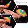 50 Pcs Drink Umbrellas, 3.9 Inch Umbrella Toothpicks Rainbow Cocktail Umbrellas for Drinks, Mini Cocktail Picks Umbrella for Drink & Food, Summer Hawaiian Appetizers Party Decor
