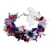 Vivivalue Floral Halo Boho Flower Headband Floral Crown Headpiece Hair Wreath with Ribbon Wedding Party Prom Photos Festival Purple
