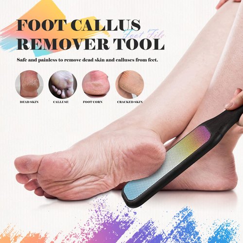 BALUCA Foot File, Double Sided Foot Scraper Callus Remover, Foot Rasp for Cracked Heel and Foot Scrubber Corn Removal Foot Care Tools - Black