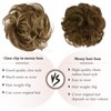 Claw Clip Messy Bun Hair Piece Real Human Hair Buns Wavy Curly Chignon Hair Bun Extensions Tousled Updo Hair Buns Claw Clip Ponytail Hairpieces with Clip for Women（Brown with Blonde Highlights）