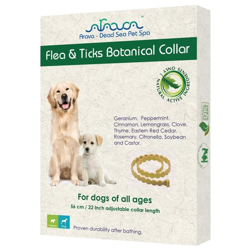 Arava Flea & Tick Collar - for Dogs & Puppies - Length-22'' - 11 Natural Active Ingredients - Safe for Babies & Pets - Enhanced Control & Defense