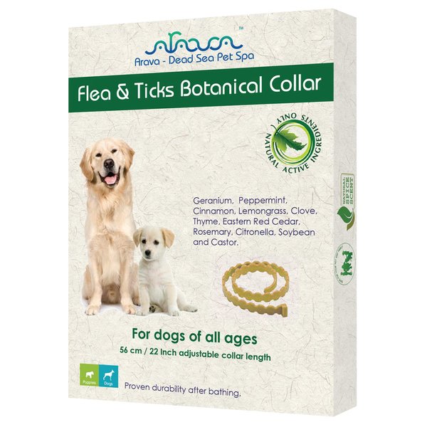 Arava Flea & Tick Collar - for Dogs & Puppies - Length-22'' - 11 Natural Active Ingredients - Safe for Babies & Pets - Enhanced Control & Defense