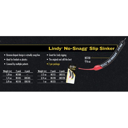 Lindy No-Snagg Slip Sinker Banana-Shaped Fishing Sinker - Enables Anglers to Fish Unfishable Areas, Standard (2 Pack), 3/4 oz