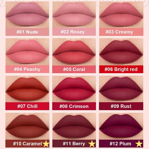 AMY'S DIARY 3Pcs Deep Dark Red Purple Plum Matte Liquid Lipstick Sets,Smudge Waterproof 24-hour Matte Lipstick dark Red Matte Lipstick Lip Stain Gloss Long Lasting (D#)