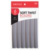 DONNA 7" Soft Twist Rollers 6pcs Rollers Foam Hair Rollers Hair Curlers Hair Clips for Hairdressing Styling Heatless Hair Curler 11/16"(D) GRAY