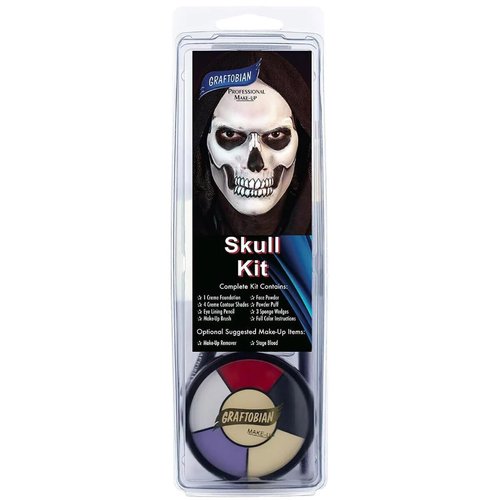 Graftobian Skull Makeup Kit - Skeleton Makeup Set for Costumes, Cosplay, and Halloween